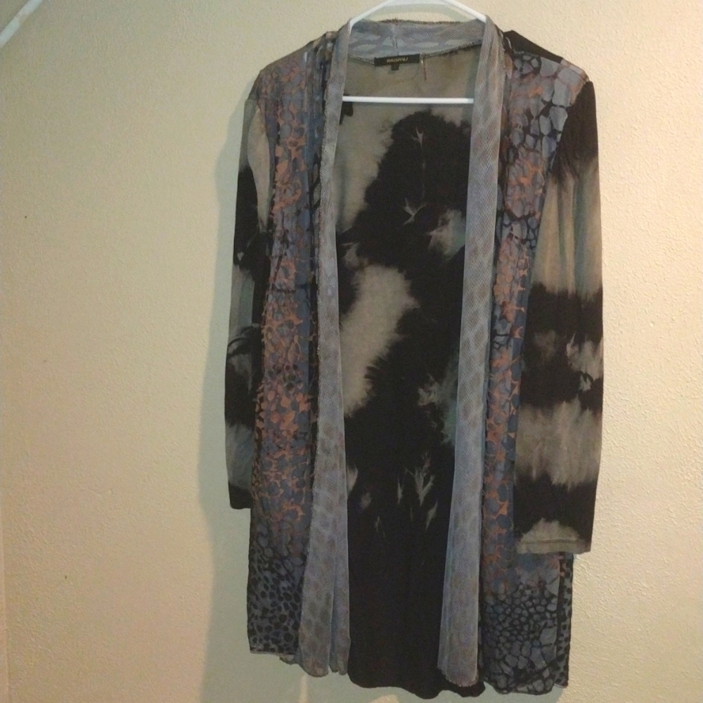 Radzoli Tie Dye Animal Print with Netting Detail Witchy Goth Kimono L